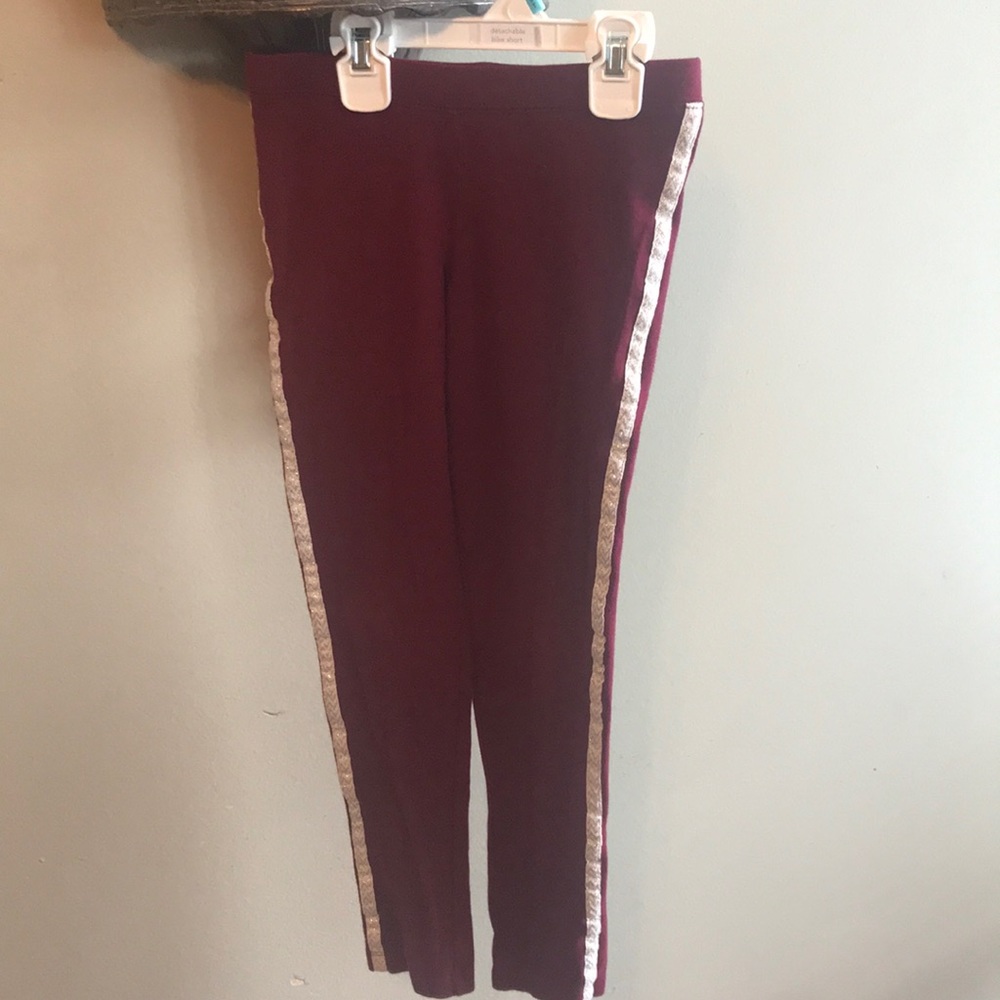 Maroon and cream girls leggings